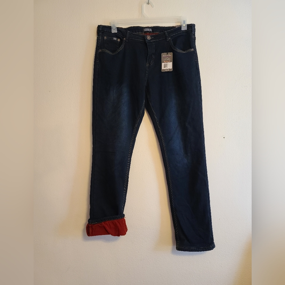 River & Rose Women's relaxed Size 12 Red Fleece Lined Jeans